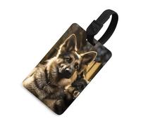 German Shepherd Luggage Tag Classic Personalized Repeated Luggage Tag Cute Unique Travel Essentials Identifiers for Women Men Baggage Backpack Handbag Suitcase, Black-style, One Size