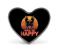 German Shepherd Make Me Happy Cute Lapel Pins Heart Brooch Tie Suit Dress Accessories for Men Women Wedding Birthday