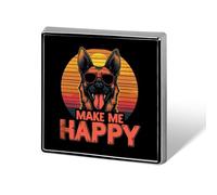 German Shepherd Make Me Happy Funny Lapel Pins Square Brooch Tie Suit Dress Accessories for Men Women Wedding Birthday