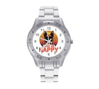 German Shepherd Make Me Happy Men's Business Watch Fashion Stainless Steel Wristwatches Custom Easy Read Watches for Women