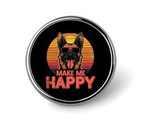 German Shepherd Make Me Happy Round Brooch Pin Lapel Pins Tie Suit Dress Accessories Wedding Birthday Gifts for Men Women