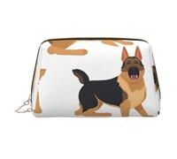 German shepherd Makeup Bag for Women Cosmetic Bags Leather Travel Makeup Case Organizer Waterproof Make up Pouch Open Flat Toiletry Bag Portable Storage Pouch for Travelling, Gold, One Size