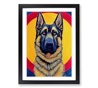German Shepherd Mandala Framed Wall Art Print, Ready to Hang Picture for Living Room Bedroom Home Office, Black A2 (48 x 66 cm)