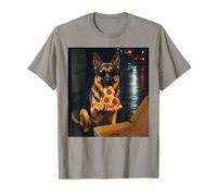 German Shepherd Meme German Shepherd Eating Pizza On Street T-Shirt