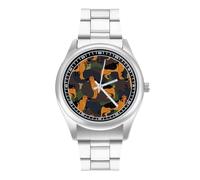 German Shepherd Men's Casual Watch with Stainless Steel Strap Alloy Quartz Wrist Watches