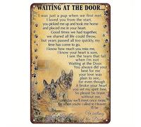 German Shepherd Metal Sign Waiting At The Door Gift For Dog Lovers Dog Memorial Gift Vintage Aluminum Sign For Kitchen Home Coffee Wall Decor Metal Tin Sign 6x8 Inch