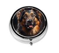 German Shepherd Mini Round Pill Box, can be Put into Wallet, Pocket, Light and Convenient, 3 Compartment Pill Box, Portable Pill Box,