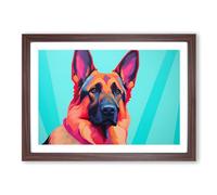 German Shepherd Minimalism Framed Print | A2 Walnut Framed Wall Art | Ready to Hang | Minimalist Nature Picture | Living Room Bedroom Lounge Office