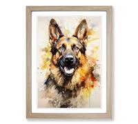 German Shepherd Modern Framed Print | A2 Oak Framed Wall Art | Ready to Hang | Modern Nature Picture | Living Room Bedroom Lounge Office