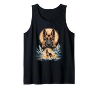 German Shepherd Moonlight Mountain Guardian Tank Top