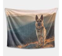 German Shepherd Mountain Peak Flannel Blanket - Super Soft Fleece Throw for Couch, Bed, or Cabin, Warm Cozy Blanket with Highland Dog Art for Winter Nights (04,31 * 40in)