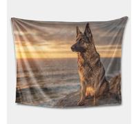 German Shepherd Mountain Peak Flannel Blanket - Super Soft Fleece Throw for Couch, Bed, or Cabin, Warm Cozy Blanket with Highland Dog Art for Winter Nights (02,40 * 55in)