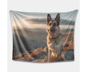 German Shepherd Mountain Peak Flannel Blanket - Super Soft Fleece Throw for Couch, Bed, or Cabin, Warm Cozy Blanket with Highland Dog Art for Winter Nights (03,60 * 80in)