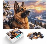 German Shepherd Mountain Sunset-1-1 Jigsaw Puzzle for Adults, 1000 Pieces | For home use: Adult Puzzle: border-first or section-first building options alone or together.