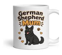 German Shepherd Mum Mug Alsatian Gift for Dog - Funny - All Black | Dishwasher and microwave safe, 11oz ceramic, printed both sides