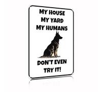 German Shepherd My House My Humans Metal Signs Vintage Bathroom Wall Decor 8 x 12 Inch(2442)