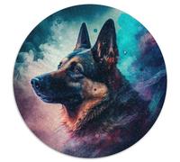 German Shepherd Nebula Jigsaw Puzzles 1000 Pieces for Adults Round JigsawPuzzle 1000 Pieces for Adults Brain Teaser, Adult Game, Family Interactive Activity 67.5x67.5cm