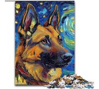 German Shepherd Night Sky Jigsaw Puzzles 1000 Pieces for Adults Teens, Challenging Game And Family Play with Matching Poster And Trivia Sheet (50x75cm)