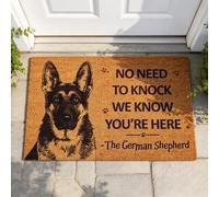 German Shepherd No Need To Knock Coir Doormat, Funny Dog Natural Entry Rug (24x36in (60x90cm))