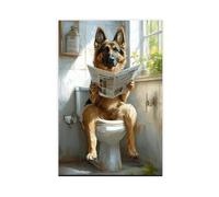 German Shepherd on The Toilet Canvas Poster Wall Art Decor Print Picture Paintings for Living Room Bedroom Decoration 08x12inch(20x30cm)