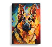 German Shepherd Orphism Art No.2 Canvas Print | Gallery Wrapped 30mm Frame Wall Art | 30x20 inches | Ready to Hang | Contemporary Picture | Living Room Bedroom Lounge Office