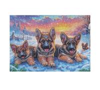 German Shepherd Pack Snowy Mountain 300 Piece Jigsaw Puzzle for Adults Teens Classroom Decor Educational Fun Vibrant Colours Great Gift for Teachers 300 PCS
