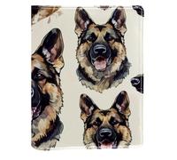 German Shepherd Painting Replaceable Book Cover, Reusable PU Leather Book Protector, Suitable for 148x210 mm Notebooks
