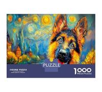 German Shepherd Paper Grinning GSD Starry Art Jigsaw Puzzle Set for Adults Educational Gift Relaxing Activity 70x50cm/1000pcs