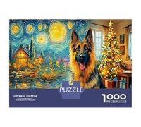 German Shepherd Paper GSD + Christmas Tree Starry Jigsaw Puzzle Set for Adults Educational Gift Relaxing Activity 52x38cm/1000pcs