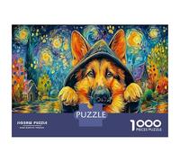 German Shepherd Paper Peeking GSD Starry Landscape Jigsaw Puzzle for Kids 12+ Fun 52x38cm/1000pcs