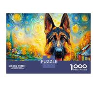 German Shepherd Paper Tongue-out GSD Starry Scene Jigsaw Puzzle Set for Adults Educational Gift Relaxing Activity 70x50cm/1000pcs