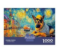 German Shepherd Paperboard GSD on Skateboard Starry View Classic Jigsaw Puzzle Family Friendly Relaxing Activity 38x26cm/1000pcs