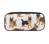 German Shepherd Pencil Case Waterproof Leather Pencil Pouch Multi-purpose Aesthetic Makeup Bag Cute Pen Bag Large Cosmetic Bag for Office Stationery, Travel