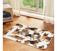 German Shepherd Pet Feeding Mat Absorbent Pu Leather Dog Cat Food Mats Contain Spills Protects Floors, Anti-Slip Rubber Backing Dog Bowl Mats Easy Clean Pet Placemats 30x45cm