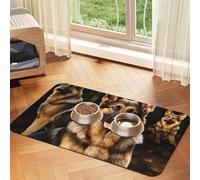German Shepherd Pet Feeding Mat Absorbent Pu Leather Dog Cat Food Mats Contain Spills Protects Floors, Anti-Slip Rubber Backing Dog Bowl Mats Easy Clean Pet Placemats 40x60cm