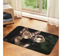 German Shepherd Pet Feeding Mat Absorbent Pu Leather Dog Cat Food Mats Contain Spills Protects Floors, Anti-Slip Rubber Backing Dog Bowl Mats Easy Clean Pet Placemats 40x60cm