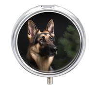 German Shepherd Pill Box Round Portable Small Pill Case Waterproof Travel Pill Box Organizer for Pocket Purse and Daily Convenience