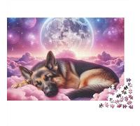 German Shepherd Pink Clouds 1000 Piece Jigsaw Puzzle Paper for Adults Night View Puzzle Game 70x50cm/1000pcs