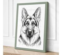 German Shepherd Portrait Canvas Wall Art Print 18x12 Inch (46 x 30 cm)