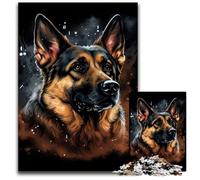 German Shepherd Portrait Jigsaw Puzzles for Adults 1000 Piece Wooden Jigsaw Puzzles for Adults Perfect for Family Fun, Party Games, Birthday Party Favors 50x75CM/19.68x29.52inch