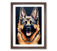 German Shepherd Portrait Vol.2 Framed Print | A2 Walnut Framed Wall Art | Ready to Hang | Modern Nature Picture | Living Room Bedroom Lounge Office