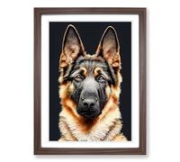 German Shepherd Portrait Vol.3 Framed Print | A2 Walnut Framed Wall Art | Ready to Hang | Modern Nature Picture | Living Room Bedroom Lounge Office