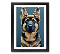 German Shepherd Portrait Vol.4 Framed Wall Art Print, Ready to Hang Picture for Living Room Bedroom Home Office, Black A2 (48 x 66 cm)