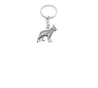 German Shepherd PP-D09 Dog made of fine English Pewter on a split ring keyring