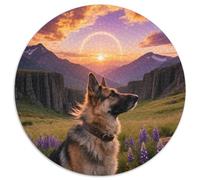 German Shepherd Premium 1000-Piece Puzzle in A Round Shape Featuring Pet Dog, Slightly Challenging, Looks Stunning on Any Tabletop 1000pcs (67.5x67.5cm)