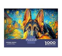 German Shepherd Premium Paper GSD Puppy Starry Landscape DIY Jigsaw Puzzle for Kids 12+ Fun Stocking Filler 70x50cm/1000pcs