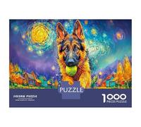 German Shepherd Premium Paper GSD with Ball Starry View DIY Jigsaw Puzzle for Kids 12+ Fun Stocking Filler 70x50cm/1000pcs