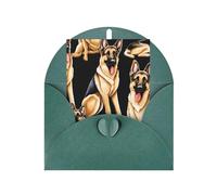 German Shepherd Print Blank Greeting Cards, Love Buttons, Pearl Paper Envelopes Suitable For Various Occasions - Anniversary Cards, Thank You Cards, Holiday Cards, Wedding Cards, Congratulations.