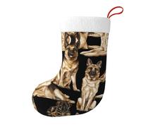 German Shepherd Print Christmas Stocking 18 Inches – Holiday Hanging Ornament for Fireplace, Xmas Tree & Home Decor