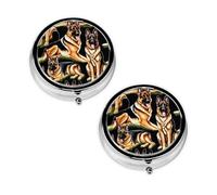 German Shepherd Print Pill Box 3 Compartment Medicine Pill Case,Portable for Pocket Or Purse Pill Organizer Decorative Metal Medicine Vitamin Organizer Unique Gift